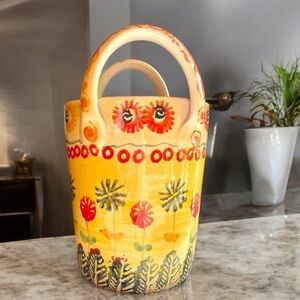 Ceramic basket, handmade in Italy, colorful, no cracks or chips